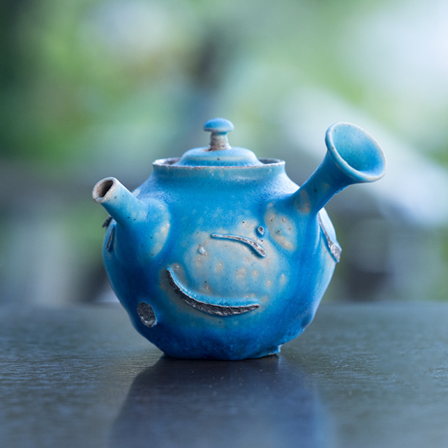 共箱付】青急須 (SOY-433) 作家「山田想」