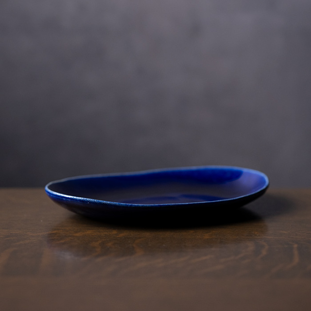 和食器 | 中皿｜瑠璃釉楕円皿 (SS-130) 作家「佐々木好正」
