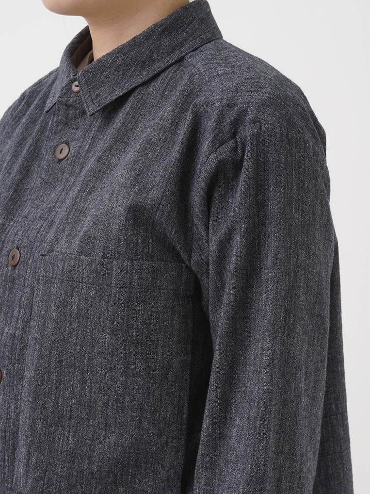 19／－ラフィウールシャンブレー ワークシャツ