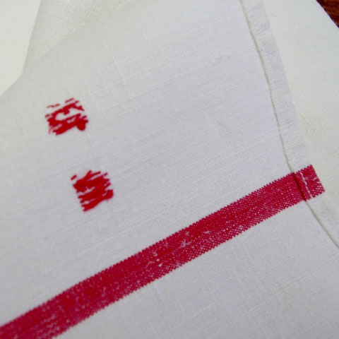 フランスブロカント モノグラム入り リネン クロス