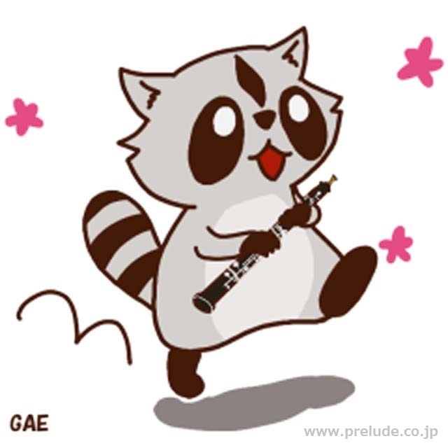 LINEスタンプ オーボエを吹くアライグマ《Raccoon plays Oboe》 音楽