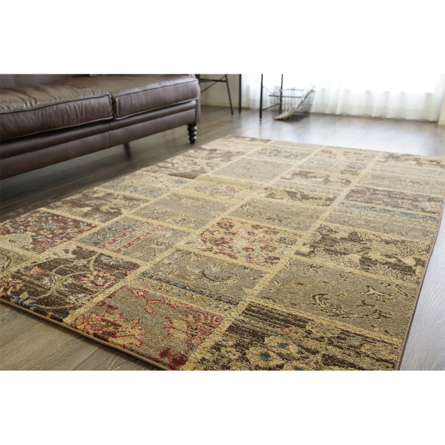 アンティーク風パッチワーク柄のラグマット 約 133x195 cm 1.5畳｜輸入