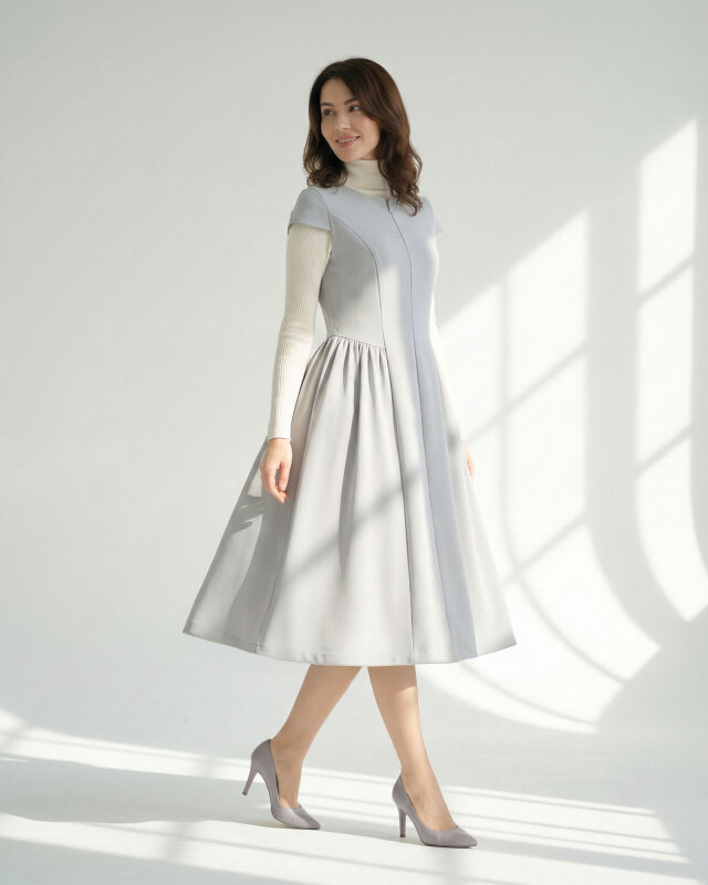 キレイ ワンピ フィオナ】お色展開：アクア ブルー,神戸 ネイビー