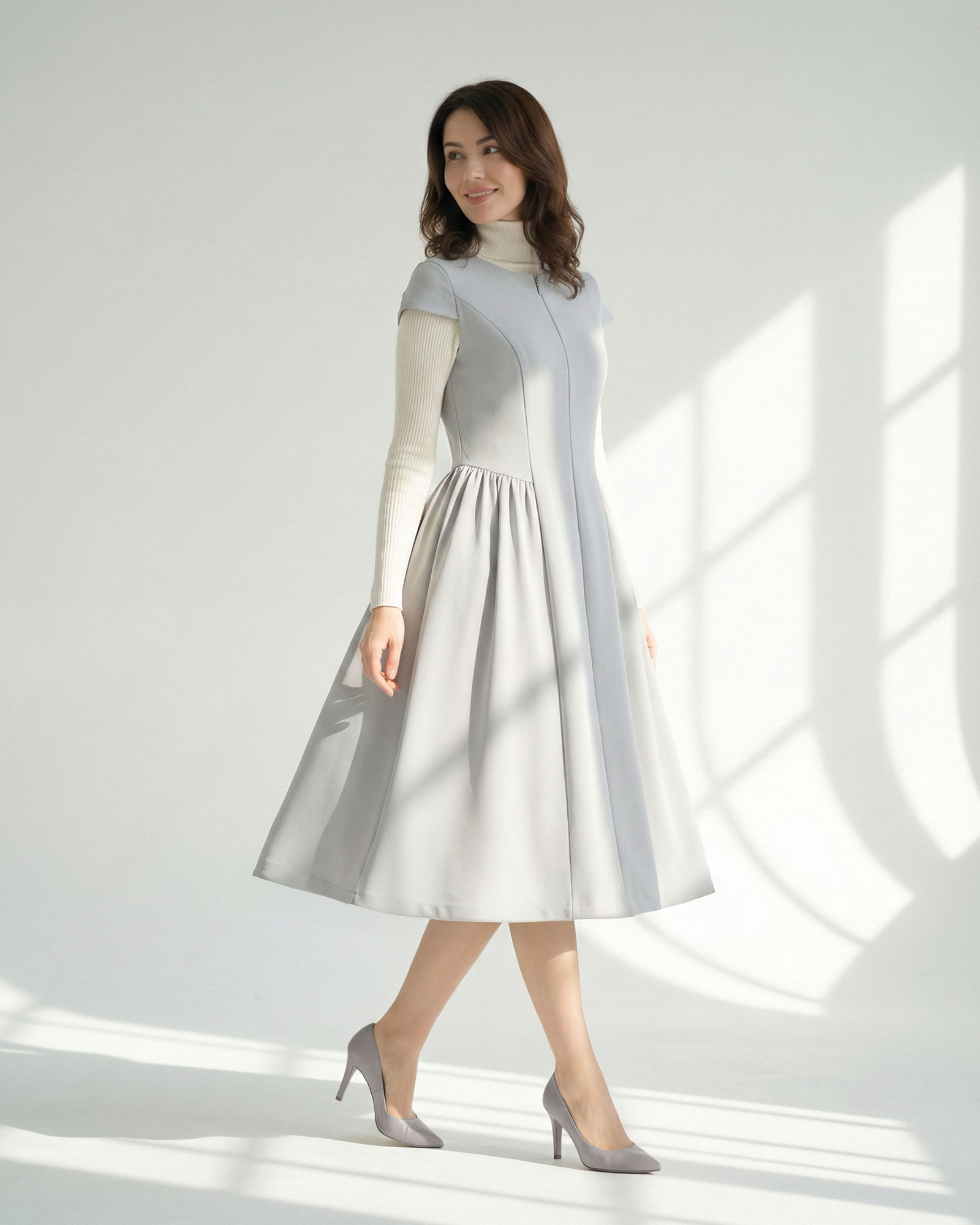 キレイ ワンピ フィオナ】お色展開：アクア ブルー,神戸 ネイビー