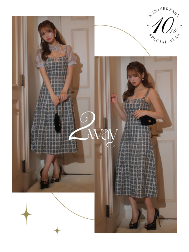 10th SPECIAL COLLECTION Venus Tweed Midi Dress(fm2984)
