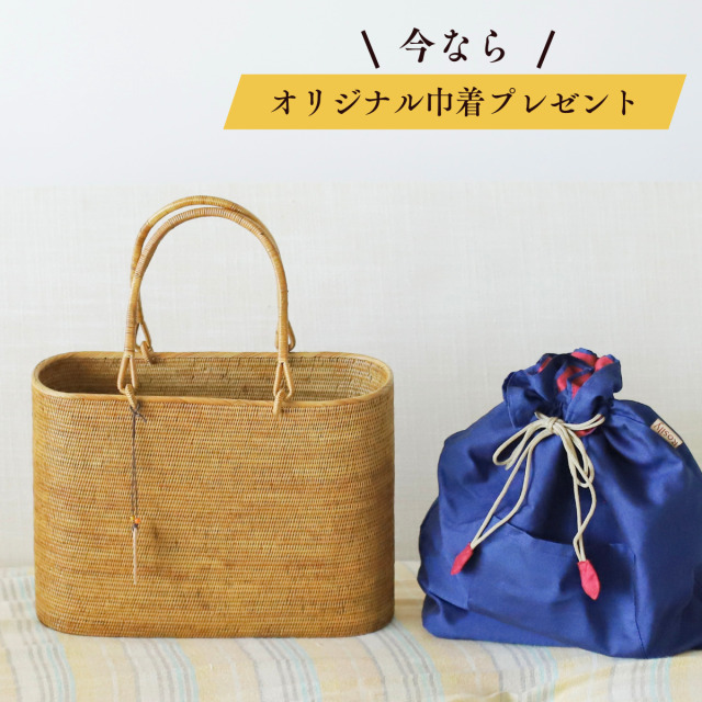 楕円スーパー 深型 Lサイズ (SAB033) +オリジナルの着脱式巾着付き