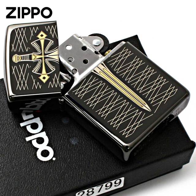 Zippo ジッポー 剣 ソード Engraved Sword 漆黒 ブラックエボニー 鏡面