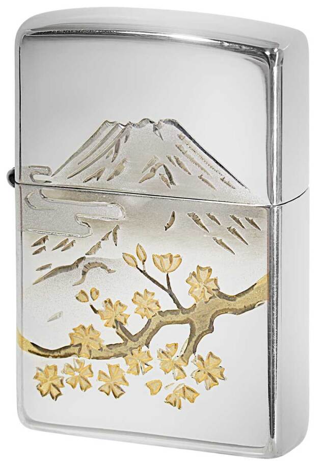 Zippo ジッポー スターリングシルバー 純銀 No.15 桜富士｜Zippo専門店