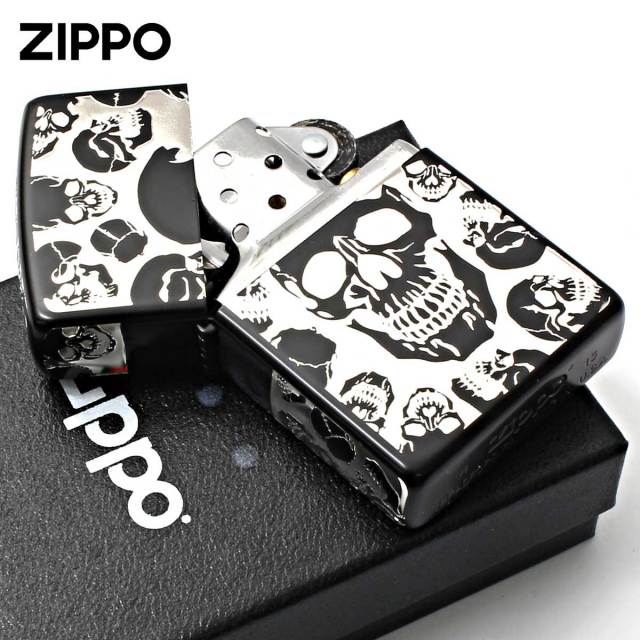 Zippo ジッポー スカル 骸骨 モッシュ スカル 5面加工 ブラックマット
