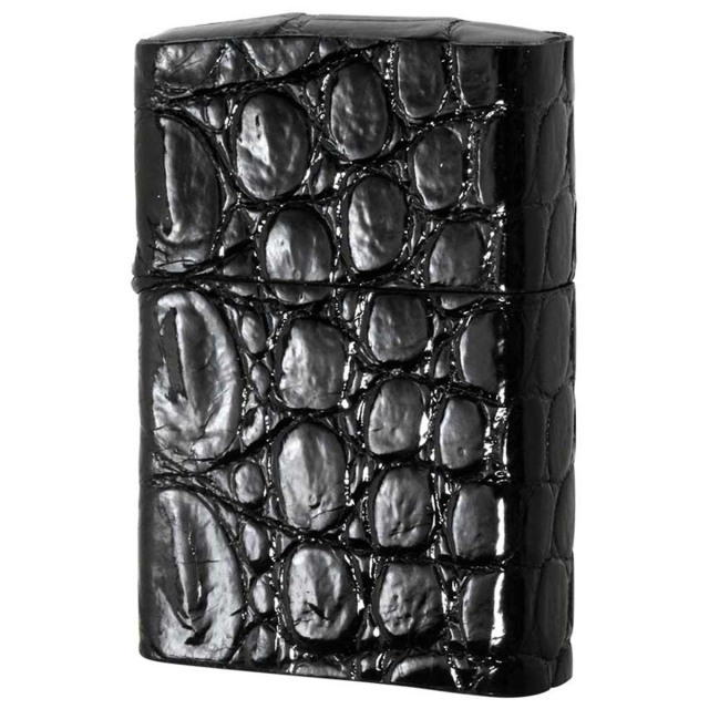 Zippo ジッポー 革巻き 本革 クロコダイル ワニ 黒 ブラック｜Zippo