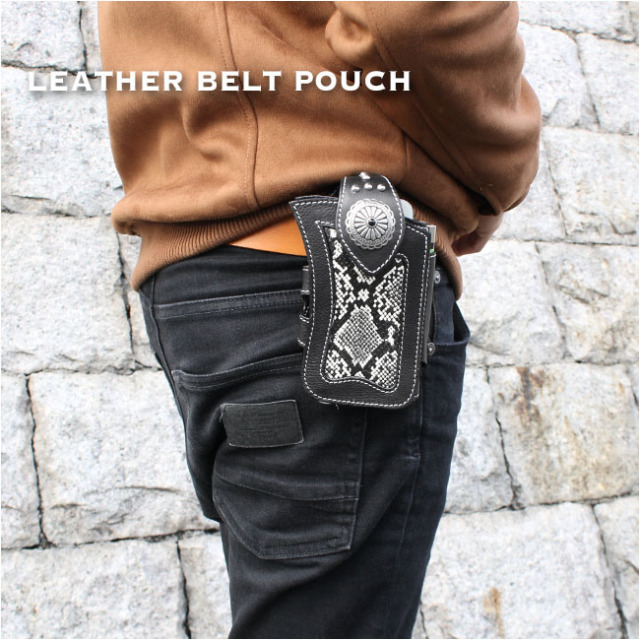 ミニ ベルトポーチ たばこ&スマホケース iPhone ホルダー レザー 牛革
