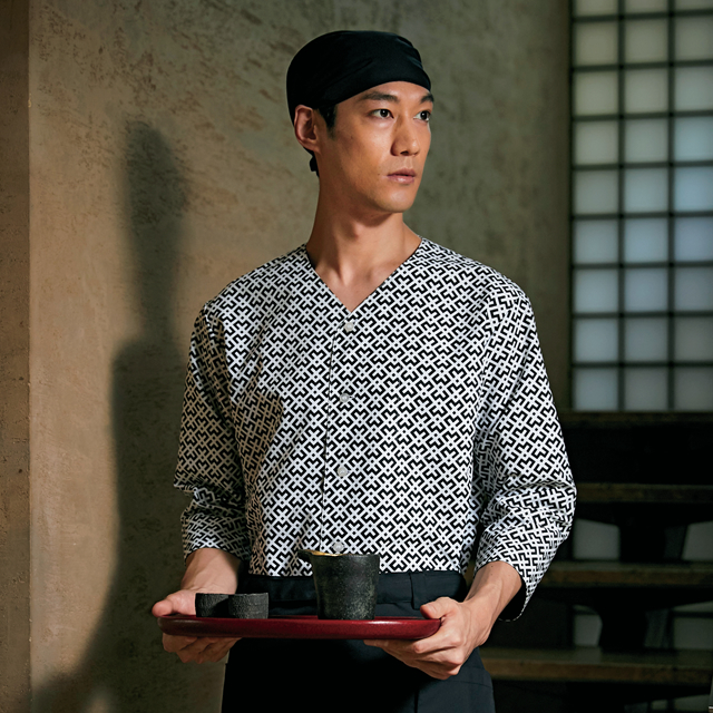 KAZEN(カゼン) APK556-15 幾何柄ダボシャツ｜サービスウェア、食品白衣