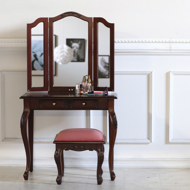 ドレッサー 三面鏡 アンティークブラウン｜おしゃれ家具通販 Y-KAGU