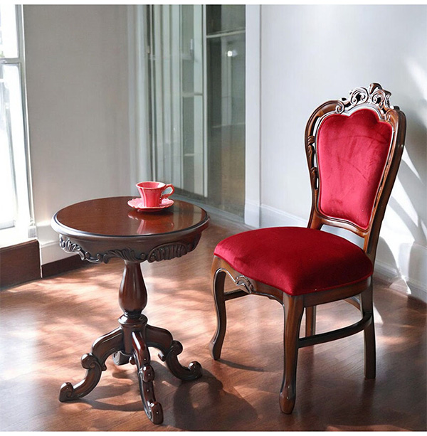 マホガニー材使用 マリナカッシーリ ラウンドサイドテーブル（コーヒー