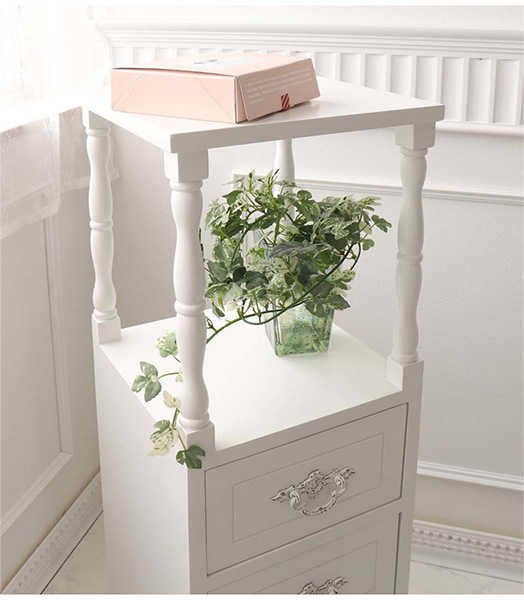 スリムラック 輸入家具 白家具 おしゃれ 姫系 ロココ調 かわいい