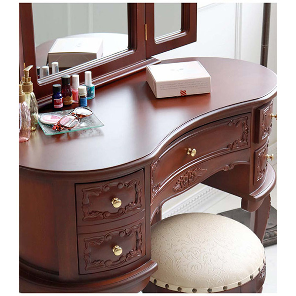 三面鏡ドレッサー 輸入家具 猫脚 ブラウン おしゃれ アンティーク調