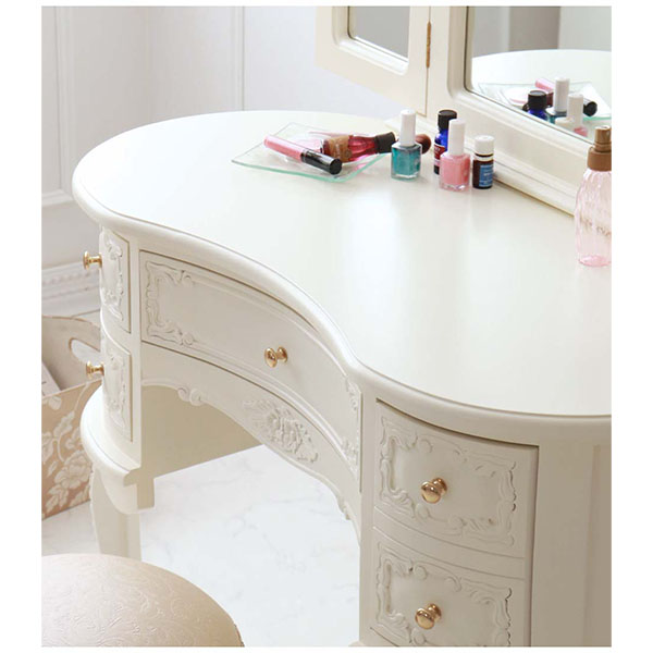 三面鏡ドレッサー 輸入家具 猫脚 ホワイト おしゃれ アンティーク調 開