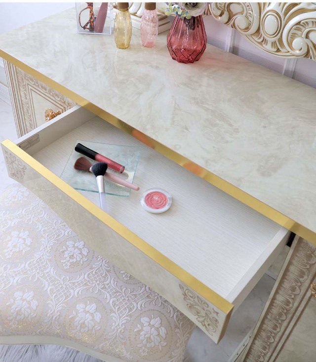 高級イタリア家具 レオナルド(REONARD) ドレッサーセット(スツール付き