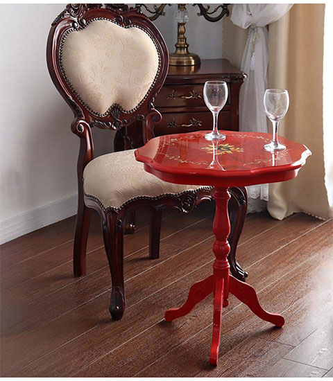 イタリア製 象嵌コーヒーテーブル（サイドテーブル） レッド｜Y-KAGU