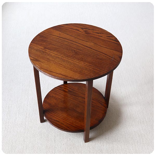 イギリス アンティーク オーク サイドテーブル/ラウンドテーブル/飾り