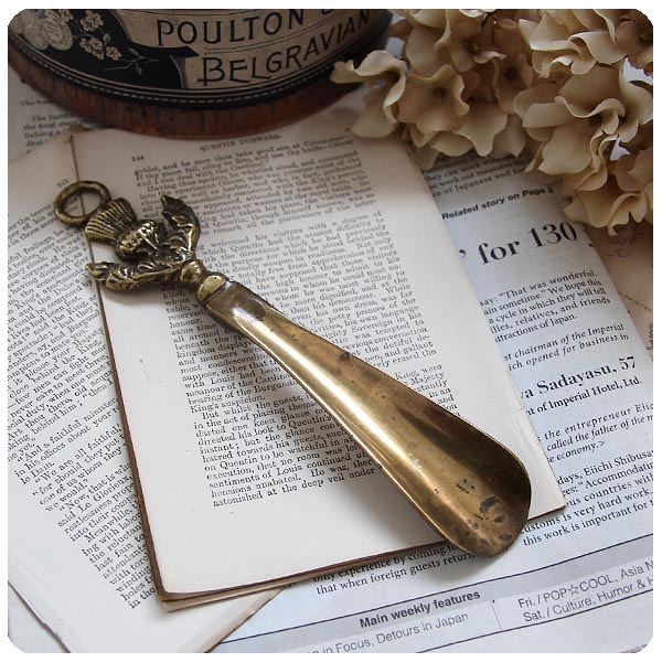 イギリス アンティーク シューホーン 靴べら ブラス製 真鍮 壁掛け