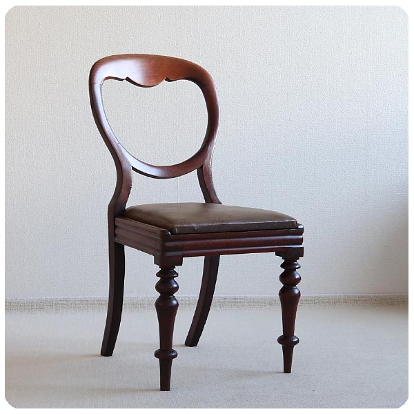 英国アンティーク木製バルーンバックダイニングチェア/サロンイス(90