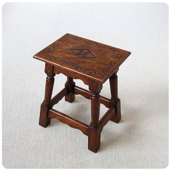 イギリス アンティーク家具 サイドテーブル 木製 スツール 店舗什器