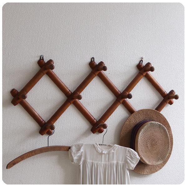 フランス アンティーク 木製コートフック/ハットフック/蛇腹式