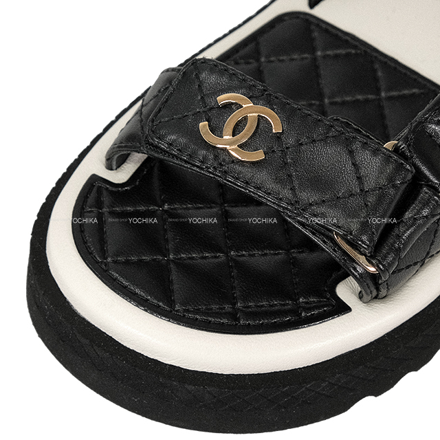 CHANEL シャネル サンダル スポーツ ロゴ ココマーク マトラッセ 黒