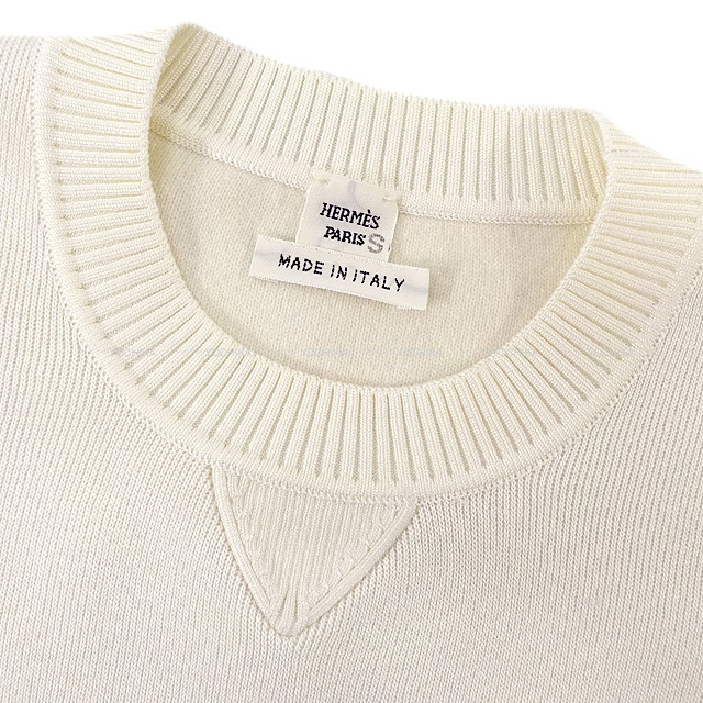 HERMES エルメス レディース クルーネック 長袖ニットセーター #34 白
