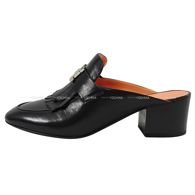 HERMES エルメス ミュール フリンジ サンダル チュイルリー 黒