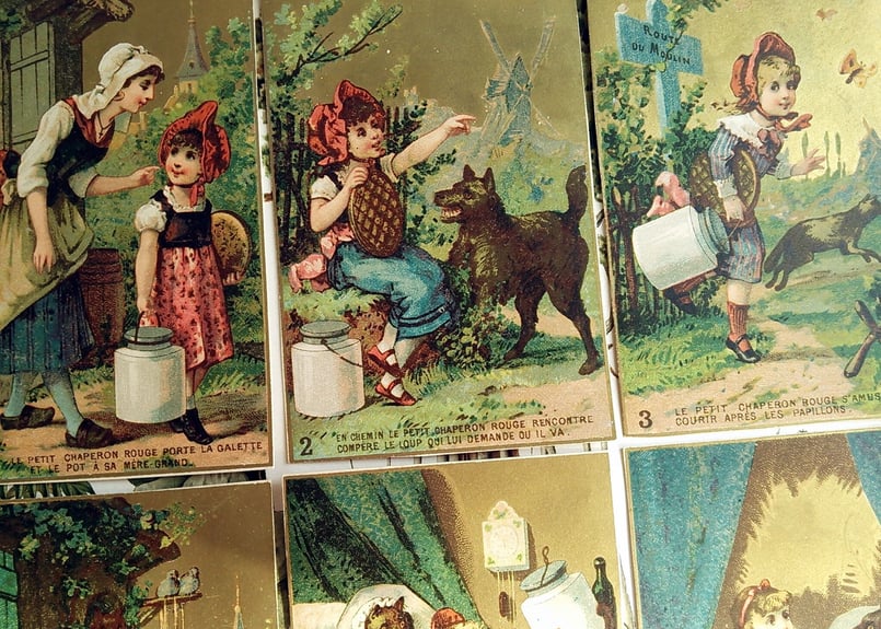 1884年フランス◇赤ずきん6種アンティーク・ビンテージカード