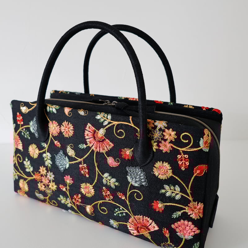 利休バッグ /black floral/ R_1146 | Day After Day