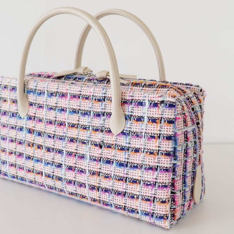 利休バッグ /pink & blue fancy tweed/ R_1092 | Day Af