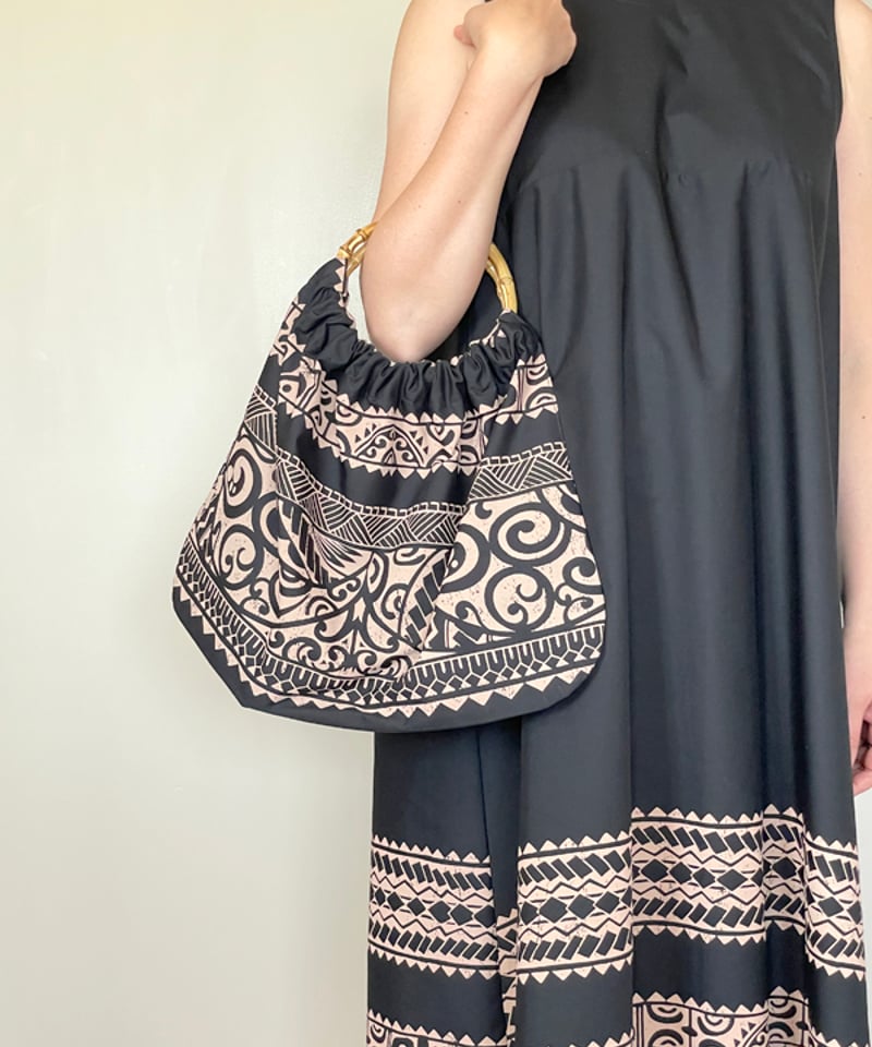 バンブーハンドル グラニーバッグ ブラックタパ HNLS03510-0480 | Leimeria