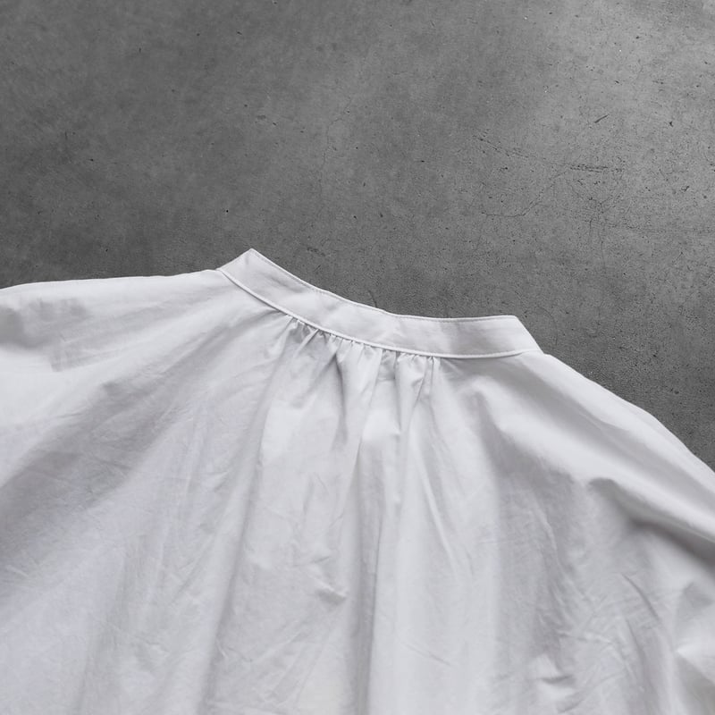 オーガニックコットンバルーンスリーブワイドブラウス（白）【レディス