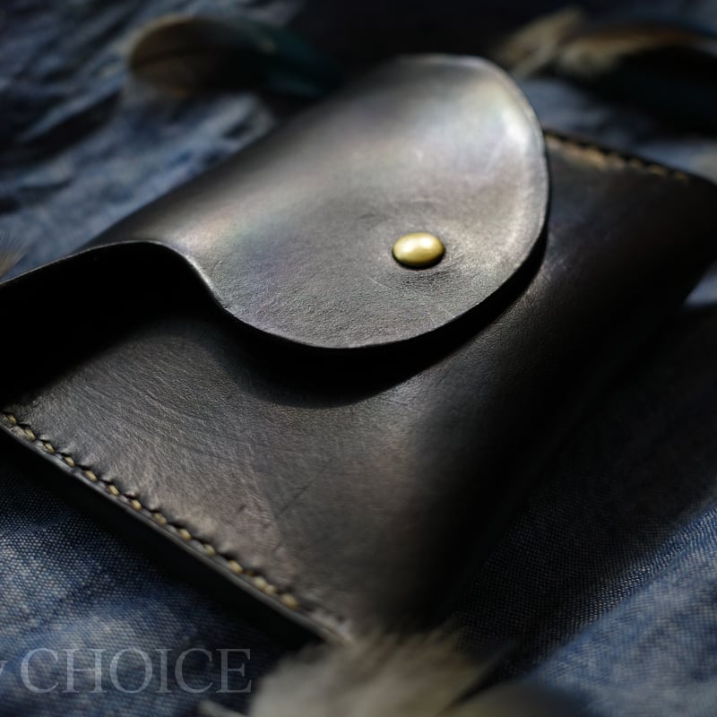 イタリアンオイルバケッタレザー・ミニマム財布（黒） | 時を刻む革