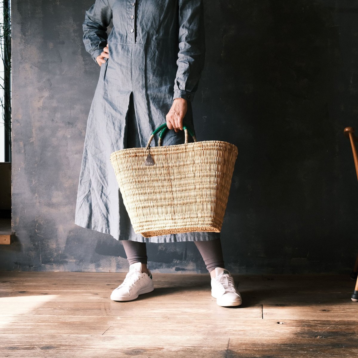 warang wayan ワランワヤン ストローかごバック台形BK 大 | kitchen