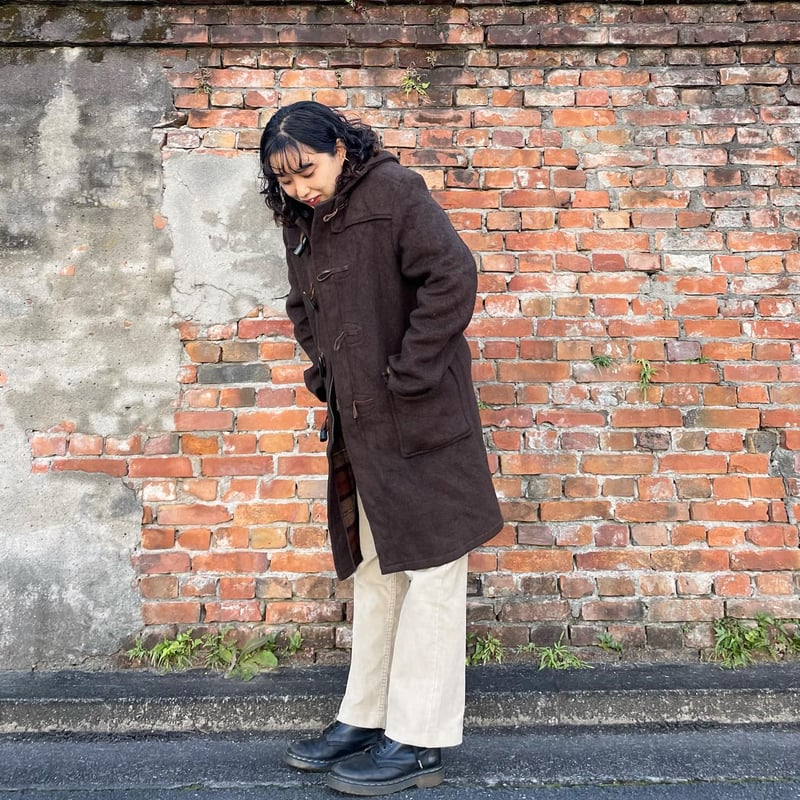 裏地チェックブラウンダッフルコート | CUSTOM FEVER