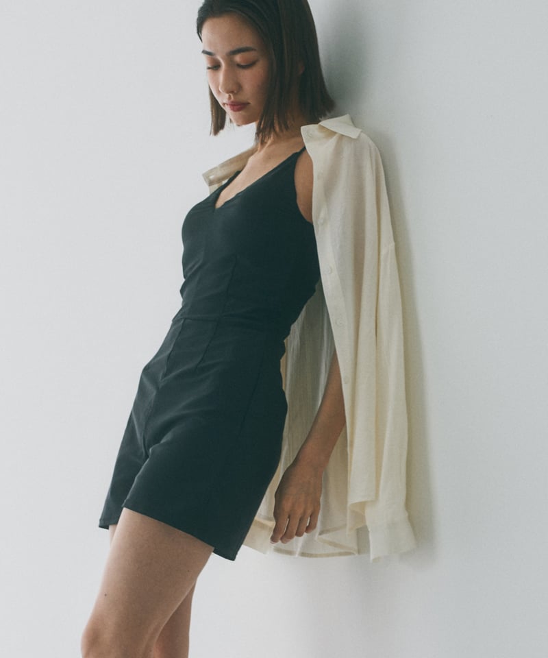 swim-05001 日本製 オールインワン スイムウェア 水着 ブラック | L