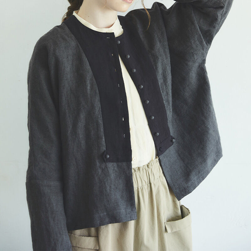 MAGALI マガリ ブラッシュドベルギーリネンカーディガン #ホワイト