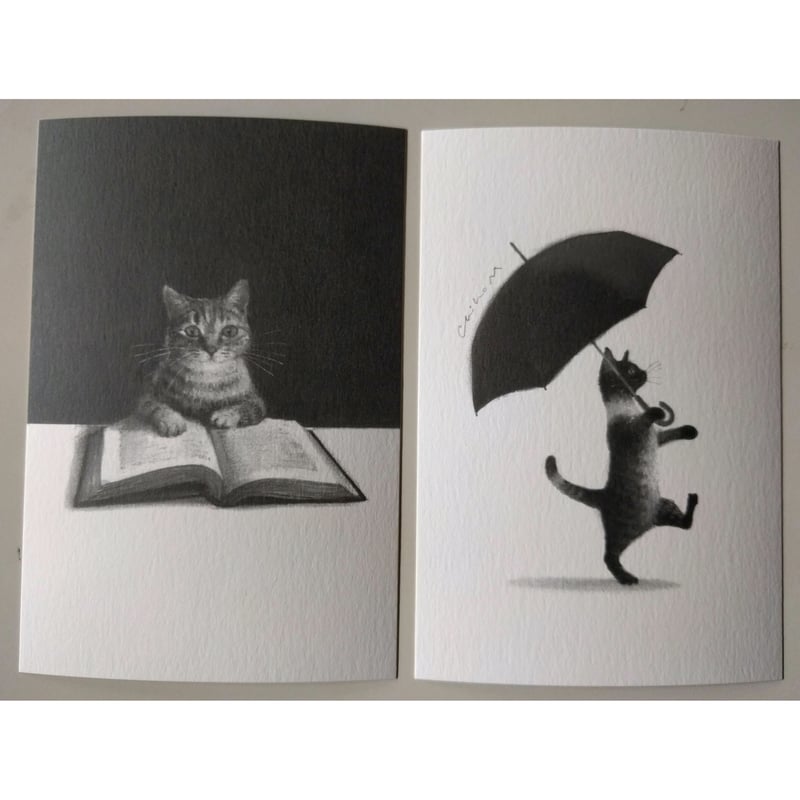 モノクロ猫絵葉書（牧野千穂/牧野伊三夫/山元かえ） | nowaki