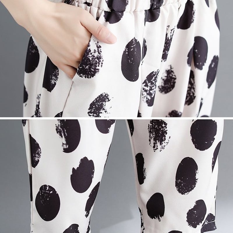 パンツ サルエルパンツ 大きいサイズ 水玉柄 ドット柄 サルエル パンツ