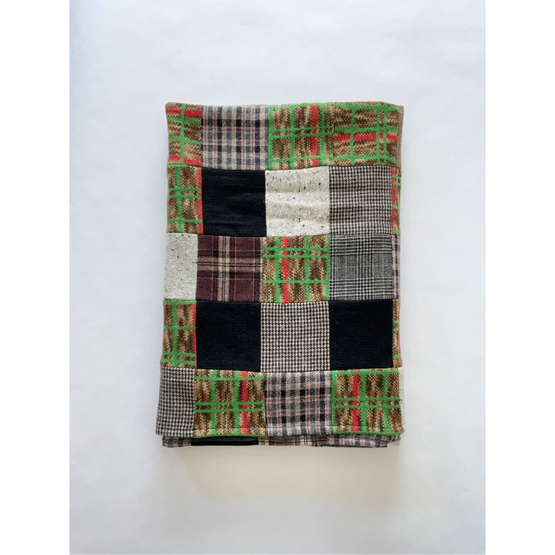 Patchwork Blanket /Green fuzz パッチワークブランケット | E&A