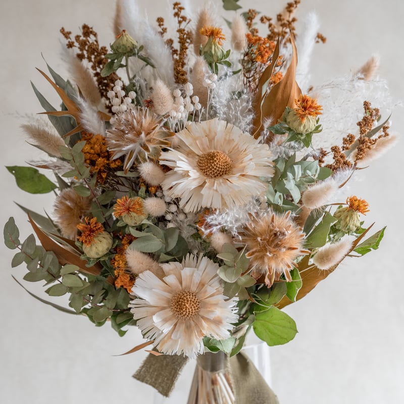 ネイティブフラワー暖色系ドライフラワードライフラワー花瓶花束