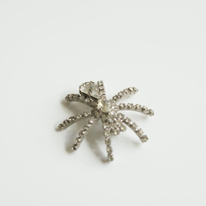 イギリス買付 】スパイダー 蜘蛛 ラインストーン ブローチ