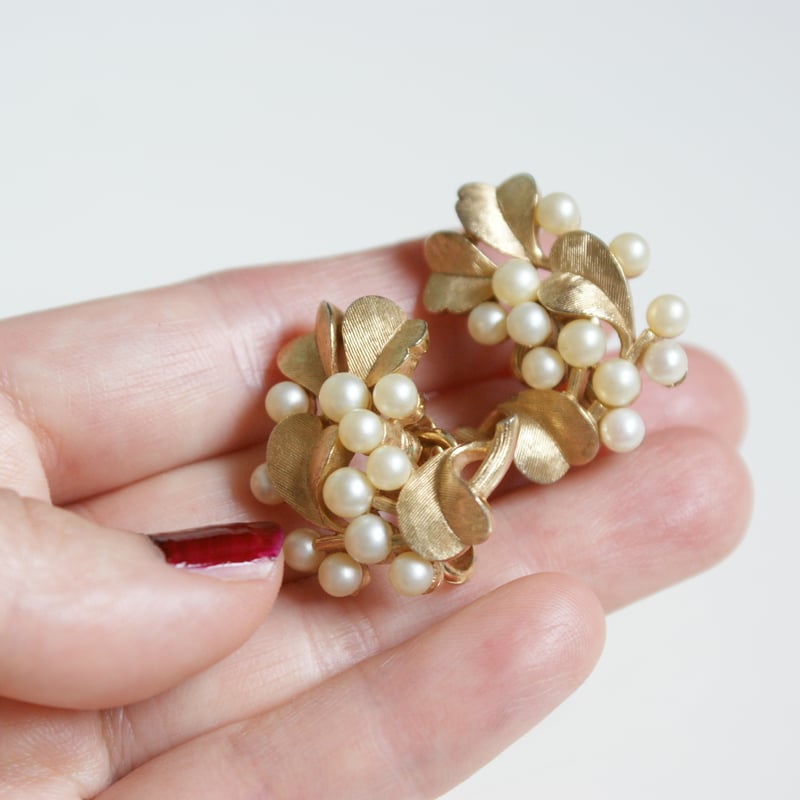 TRIFARIトリファリ ハート リーフ パール イヤリング/ ヴィンテージ