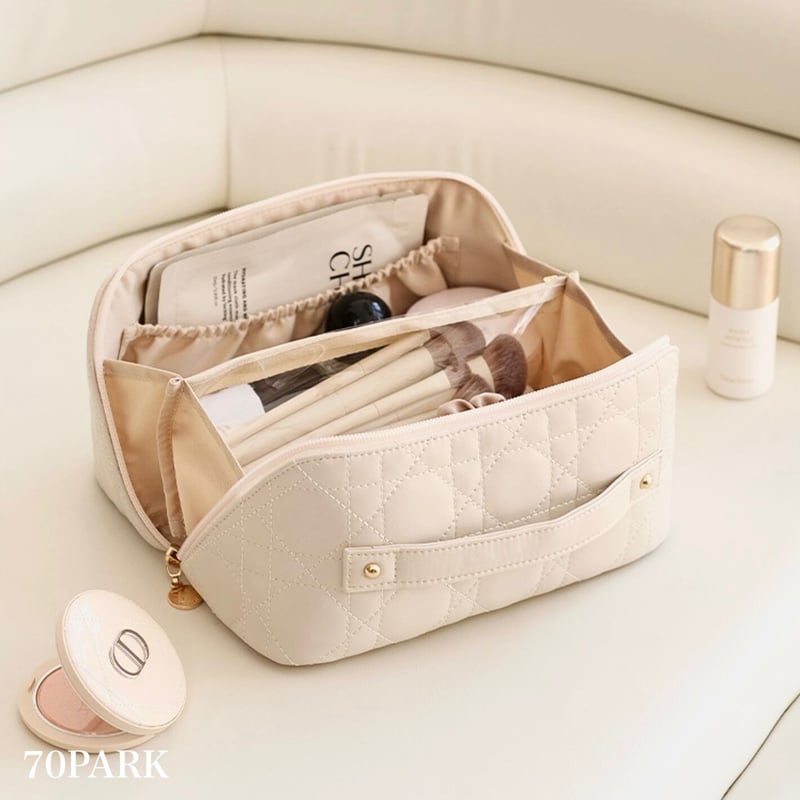 キルティング 大容量 コスメ 収納 ポーチ 全2色 旅行ポーチ | 70PARK