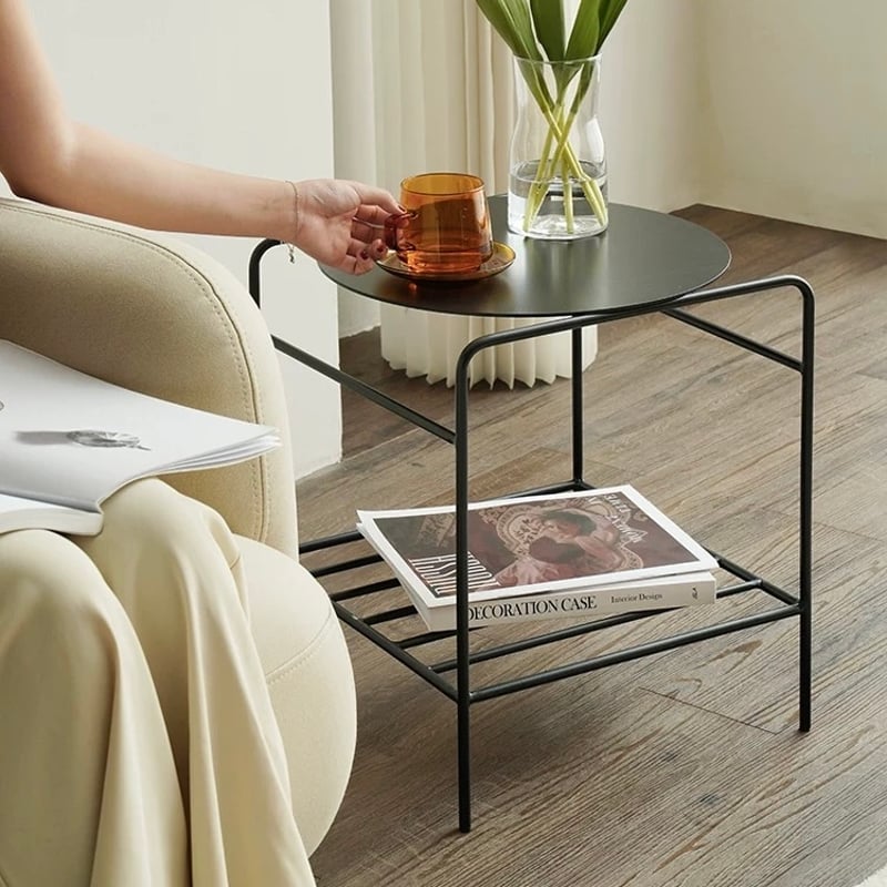 アイアン フレーム 二段 収納 コンパクト サイドテーブル 全2色 | 70PARK