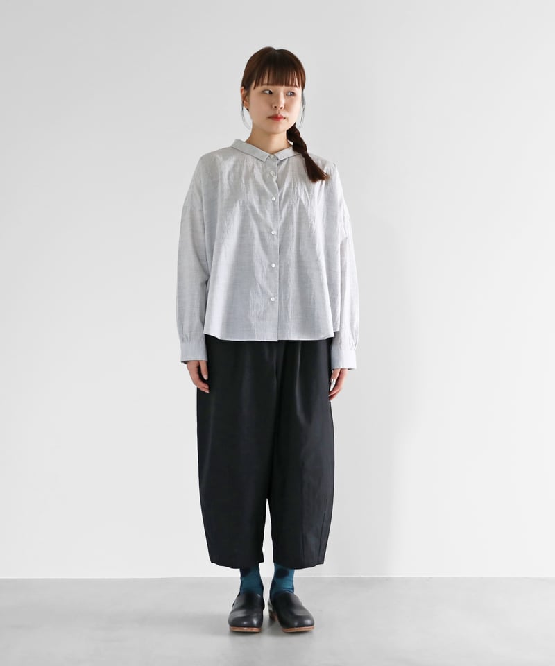 HUIS |コードレーンワイドブラウス（トップ糸グレー）【レディス】U102